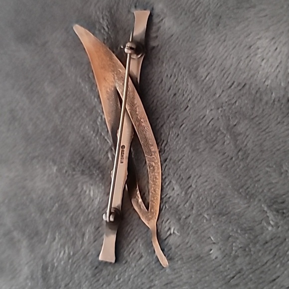 Vintage Renoir Matisse CopperEnamel Brooch, MCM BambooAsian Style Pin - Picture 2 of 3